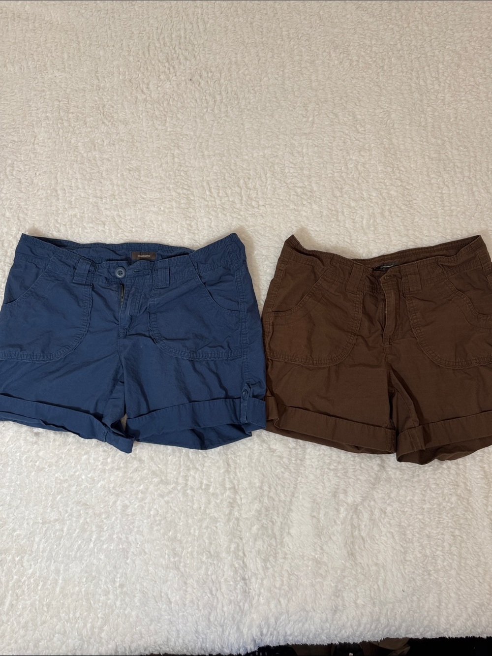 Denver Hayes Blue and Brown Women's Cotton-Blend Shorts Duo